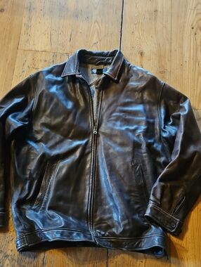 POLO Classic Brown Leather Zip Jacket - Unknown Brand